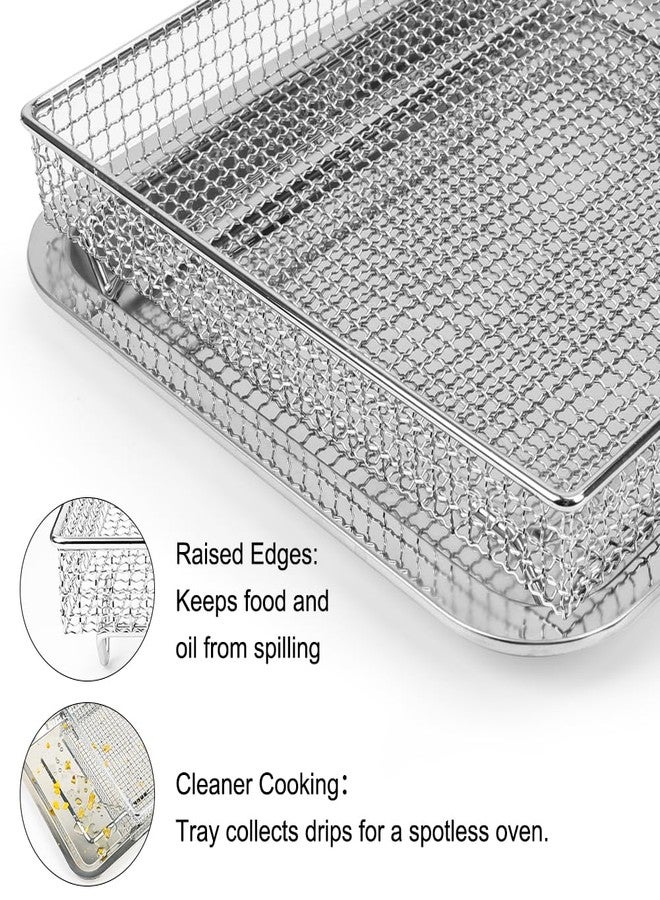 YQL Stainless Steel Air Fryer Basket and Tray Set, Compatible with Cuisinart TOA-60 TOA-65 TOA-70, Mesh Wire Rack & Baking Pan Replacement for Convection Toaster Oven, Dishwasher Safe - Image 5