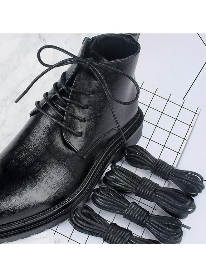 2 Pairs Black Waxed Cotton Round Shoelaces, Soft, Easy to Knot, for Men's Formal Shoes and Casual Boots - Image 5
