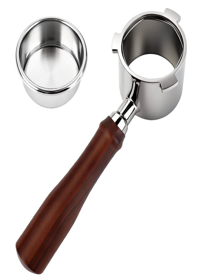 ShanSon Espresso 51mm Bottomless Portafilter with Stainless Steel 3 Ears Filter Basket,Natural Wood Handle,18g Filter Basket Included,for De'Longhi La Specialista - Image 1