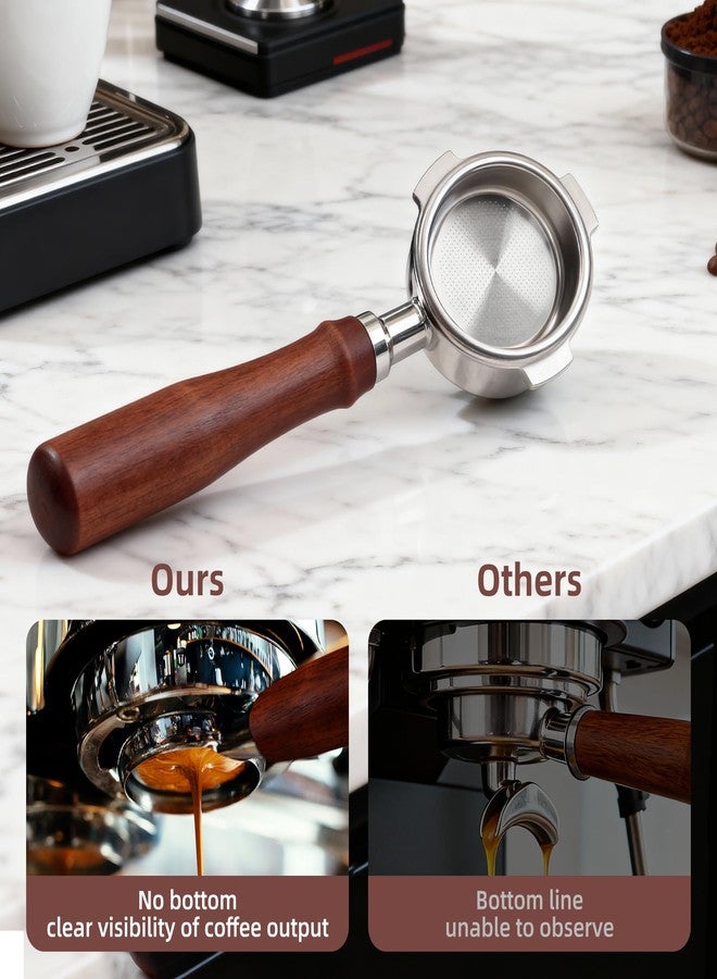 ShanSon Espresso 51mm Bottomless Portafilter with Stainless Steel 3 Ears Filter Basket,Natural Wood Handle,18g Filter Basket Included,for De'Longhi La Specialista - Image 3