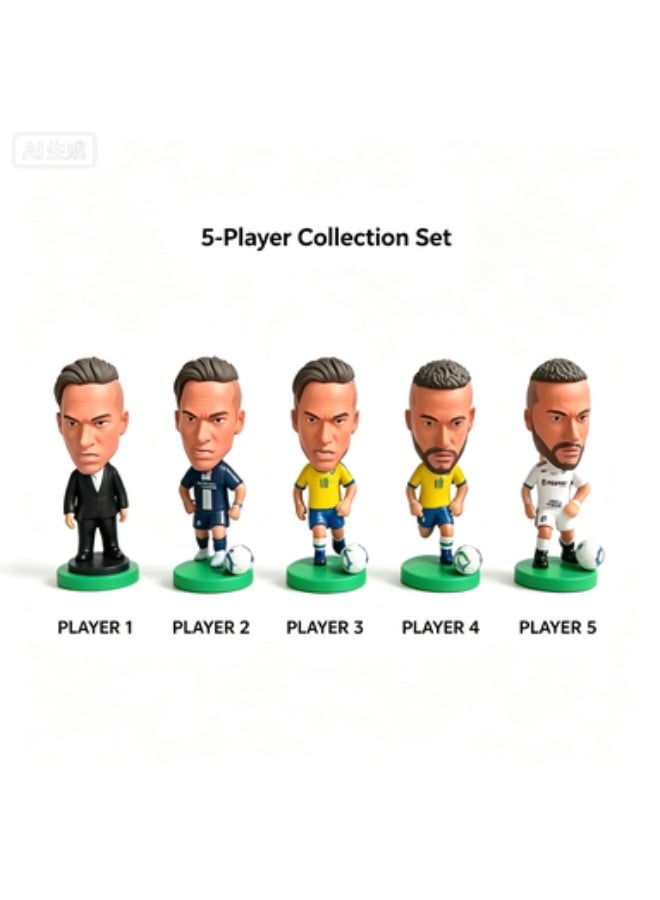 Neymar Career Themed Q-Version PVC Figurine Gift Set - 5 Figures with Ball & Trophy - Image 4