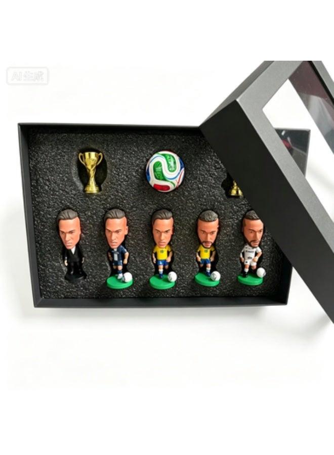 Neymar Career Themed Q-Version PVC Figurine Gift Set - 5 Figures with Ball & Trophy - Image 3