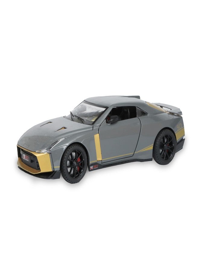 SMALL CLAP® Miniauto 1:24 Nissan GTR 50 Diecast Model Pull Back | Openable Door Function | Front Hood & Back Dicky Openable | Front & Back Lamp Can be On | Lights & Music for 3 Years & above (Grey) - Image 5