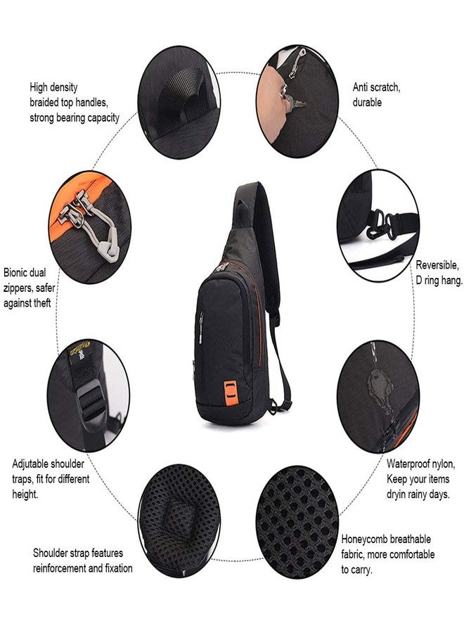 Peicees Small Outdoor Chest Sling Shoulder Bag, Waterproof Lightweight Nylon, Gym Bike Running Crossbody Daypack, Hiking Cycling Camping Travel Sling Backpack for Men and Women College Teen Boys Girls - Image 2
