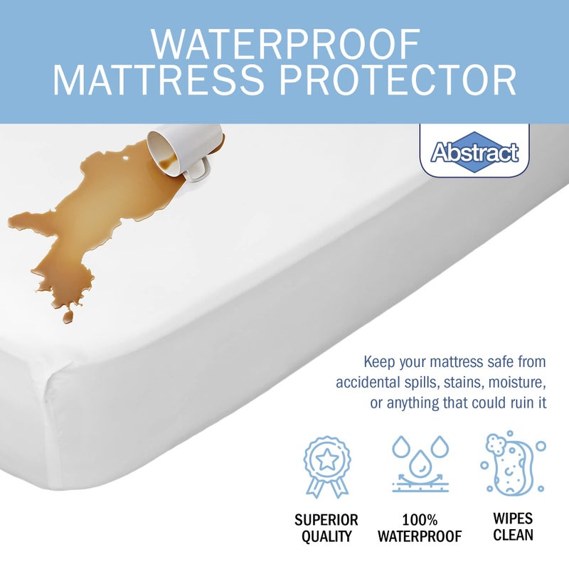Abstract Waterproof Mattress Cover - 39 x 75 x 12” for Twin Sized and Bunk Beds - Heavy Duty Vinyl Plastic Bed Protective Fitted Sheet, 100 GSM PVC - Long Lasting Quality, Comfortable - by Abstract White - Image 2