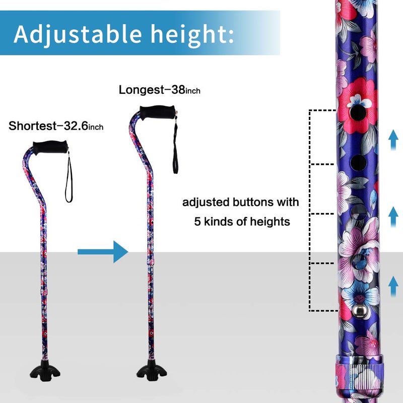 LIXIANG Elegant Walking Cane for Women, Foldable & Adjustable Cane for Seniors with Self-Standing Tip | Lightweight Mobility Aid for Stability & Balance Support - Image 3