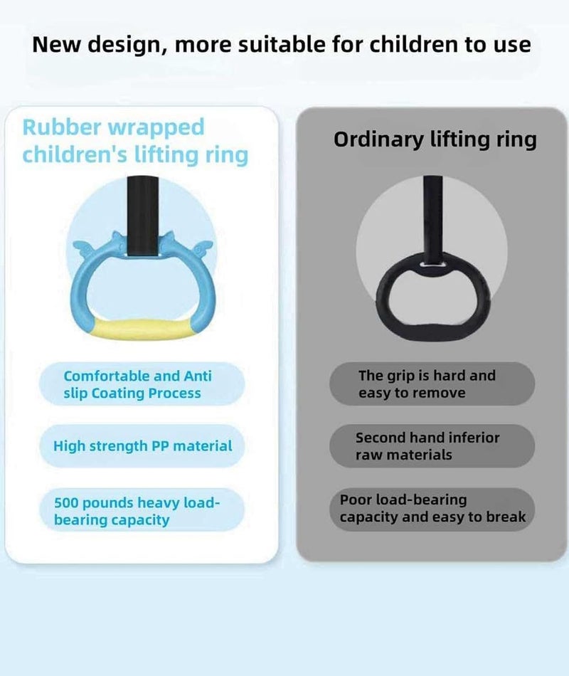 OXYGLOBE 2 Pcs Gymnastic Rings, Gymnastics Rings Hanging Exercise Equipment Gymnastics Equipment Adjustable Gymnastic Ring Exercise Equipment for Home Fitness Equipment Suitable for Boys and Girls - Image 4