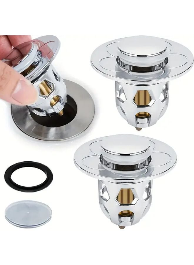 2pcs Push Type Sink Stopper Anti Clog Hair Catcher For 1 33 1 57 Inch Drains - Image 2