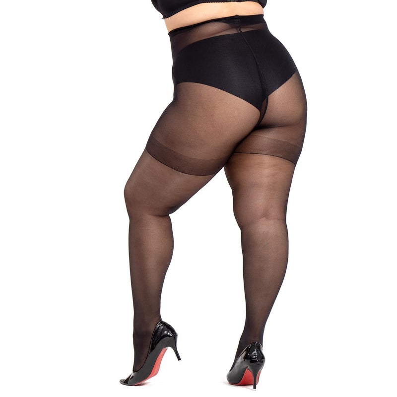 LADYFAN 3 Pairs Plus Size Womenâ€™s Sheer Tights 20D High Waist Control Top Pantyhose with Reinforced Toes - Image 4