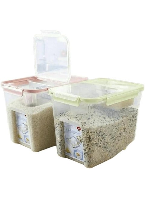 Rice storage box with wheels - easy to move and open + measuring cup included P