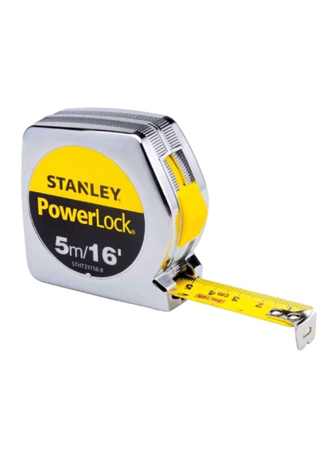 NIBEMINENT Power Lock Measuring Tape Silver/Black/Yellow 5meter - Image 1
