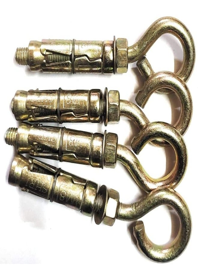 MINSALES Anchor Round Close Brass Hook Fasteners, Brass Hook (Color - Golden) 8mm (12) - Image 1