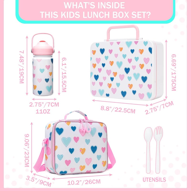 Oruiji Kids Bento Lunch Box with 6 Compartments Girls Lunch Box with Lunch Bag,Stainless Steel Water Bottle,Ice Pack & Utensils Set,Birthday Gifts for Ages 3-12 Back to School Toddler Girls - Image 2