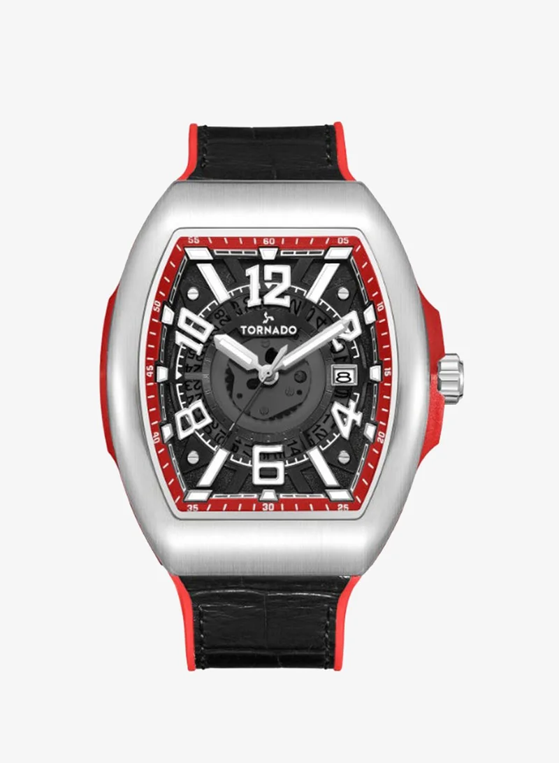 TORNADO Men's Leather Analog Display Watch T25001-SLBBR - 44mm