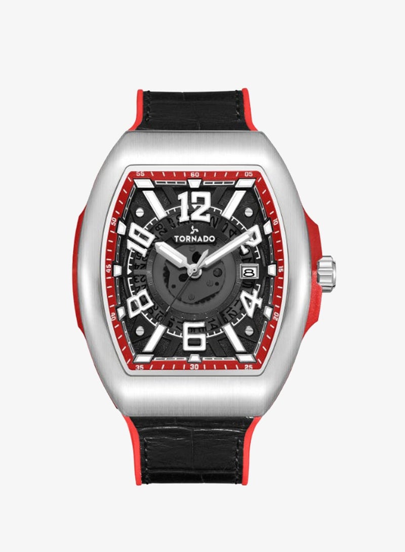 TORNADO Men's Leather Analog Display Watch T25001-SLBBR - 44mm - Image 1
