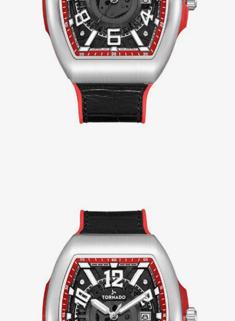 TORNADO Men's Leather Analog Display Watch T25001-SLBBR - 44mm - Image 4