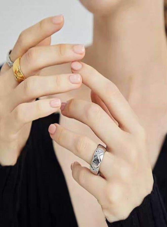 Shapes Studio Gold Ring 18k for Women, Crush Wide Band, Stacking Rings, Wedding Band Minimalist Style (Gold Wide, 6) - Image 4