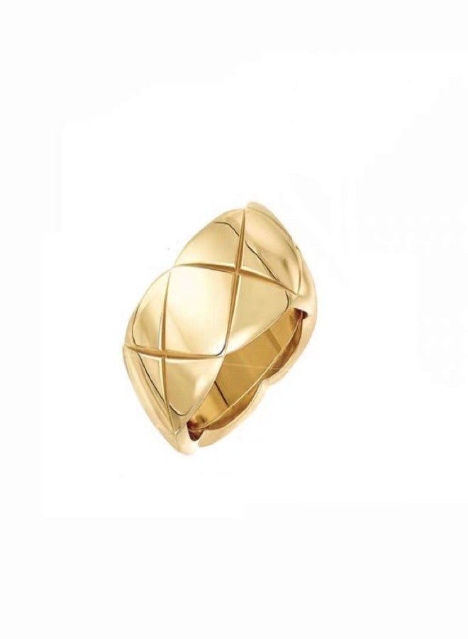 Shapes Studio Gold Ring 18k for Women, Crush Wide Band, Stacking Rings, Wedding Band Minimalist Style (Gold Wide, 6) - Image 1