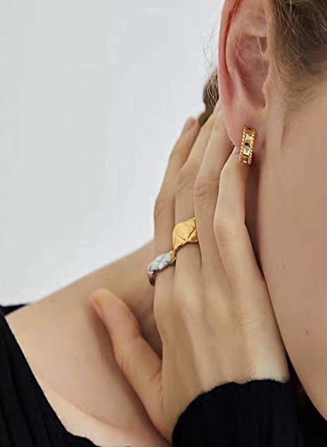 Shapes Studio Gold Ring 18k for Women, Crush Wide Band, Stacking Rings, Wedding Band Minimalist Style (Gold Wide, 6) - Image 2