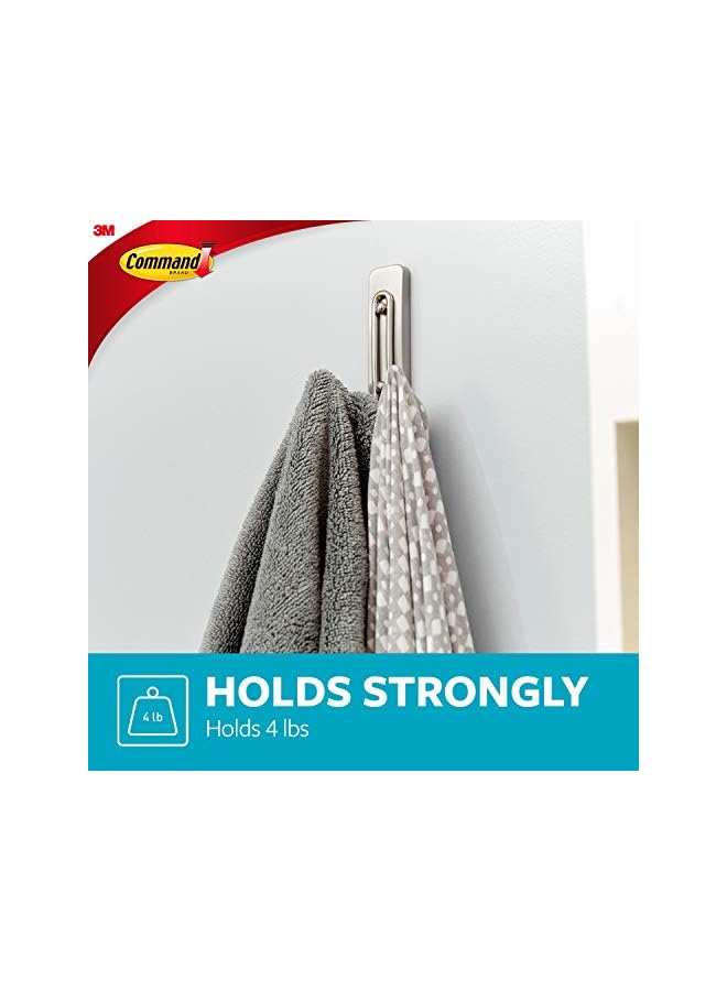 Command Bath Large  Double Hook, Satin Nickel with Bath Strips, Organize and decorate Damage Free, 1 Hook+2 Strips/Pack - Image 4