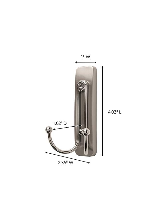 Command Bath Large  Double Hook, Satin Nickel with Bath Strips, Organize and decorate Damage Free, 1 Hook+2 Strips/Pack - Image 3