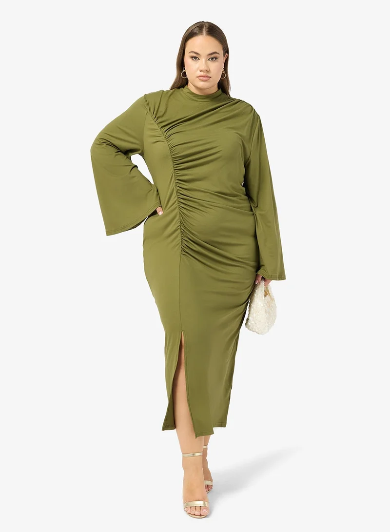 جينجر بلس فستان ماكسي بخصر مجمع