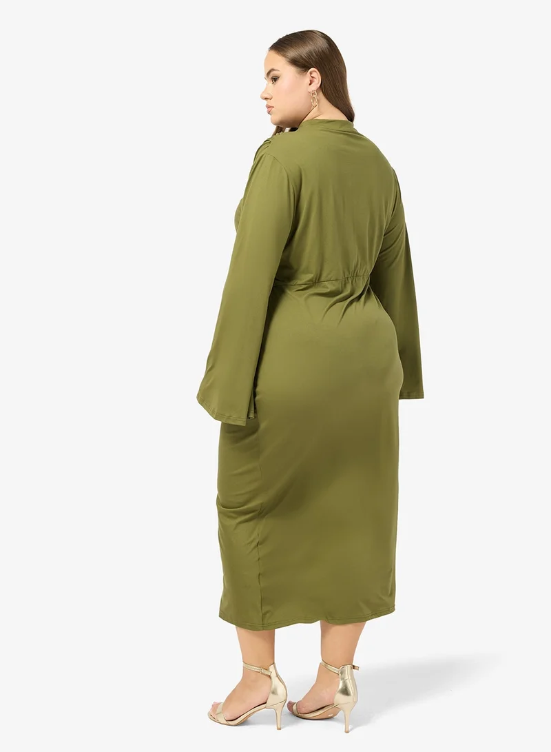 جينجر بلس فستان ماكسي بخصر مجمع