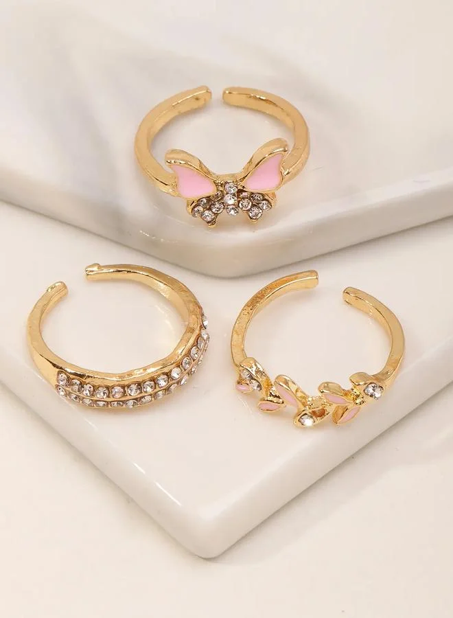 Take Two  Girls Set of 3 - Embellished Adjustable Rings for Women | Best Price UAE