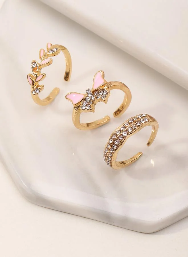 Take Two  Girls Set of 3 - Embellished Adjustable Rings for Women | Best Price UAE