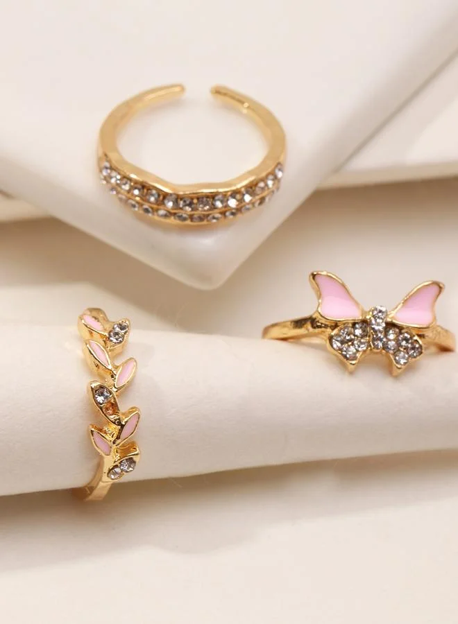 Take Two  Girls Set of 3 - Embellished Adjustable Rings for Women | Best Price UAE