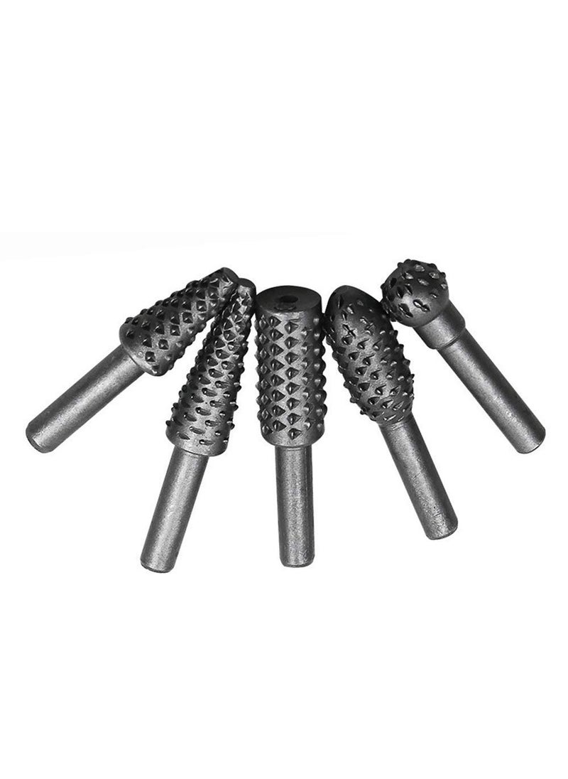 Delidge Delidge 5PcsSet High Speed Steel Burr Drill Bit Set Wood Carving Rasps for Dremel Shank Burs Tools Cutting Tool Black  - Image 1