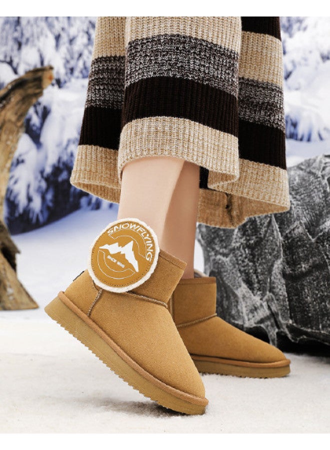 Flying in the snow Snow Flying Winter Fleece Warm Snow Boots Short Fashion Cotton Boots Fashion Boots Casual Boots Trendy Slip-on Women's Boots - Image 1