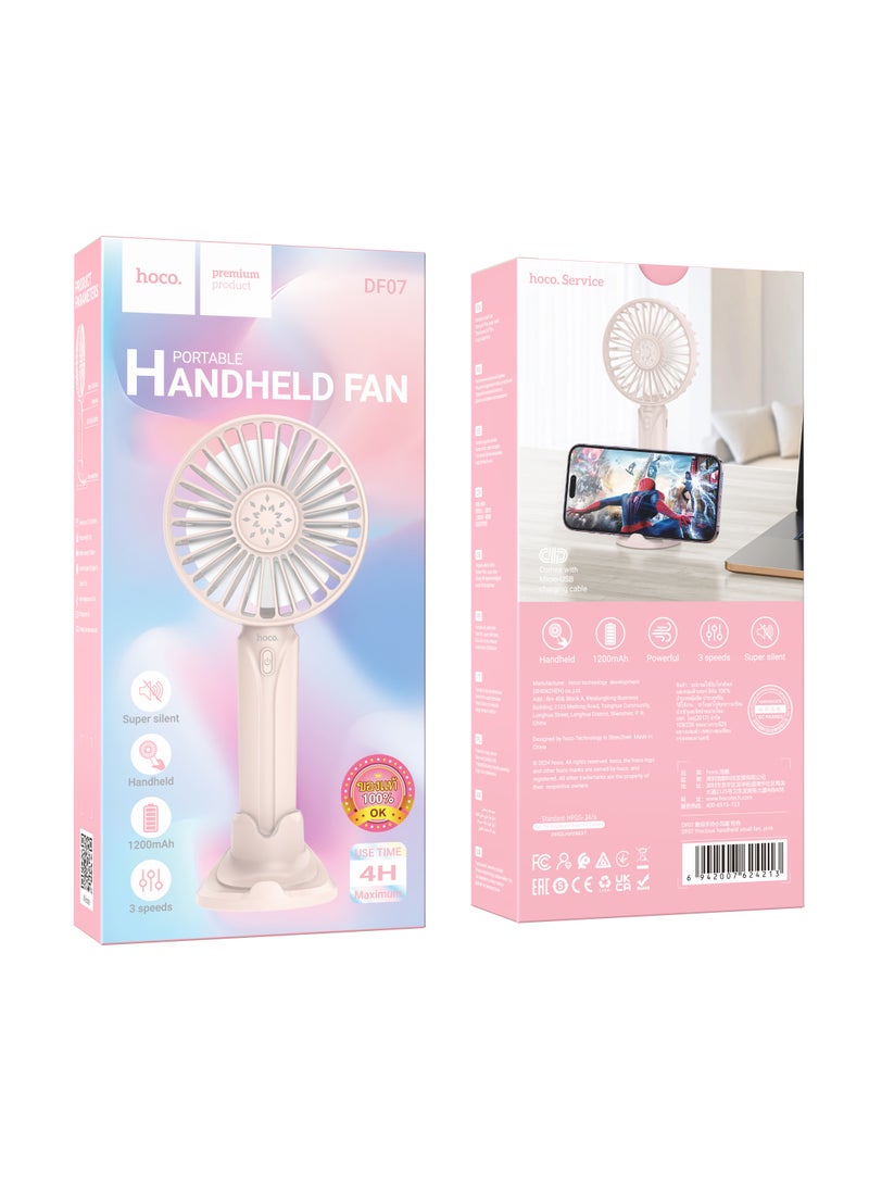 hoco. - hoco DF07 Cool Joan Handheld Small Fan – 3-Speed, 1200mAh Battery, Compact and Lightweight - Image 1