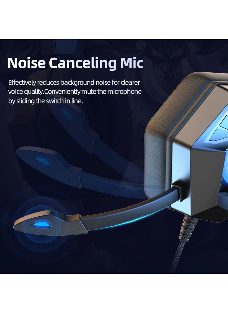 Generic Gaming Headphones with LED Light Wired Design 3.5mm Plug Surround Sound and HD Microphone for PC and Laptop  - Image 3