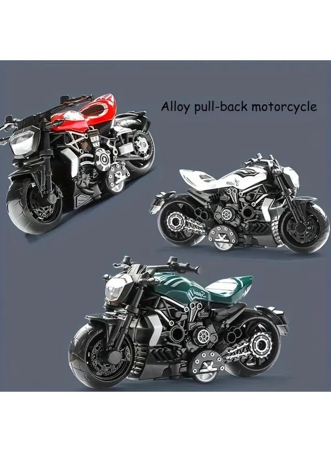 White Retro Spring Powered Motorcycle Toy Car Model Display - Image 2