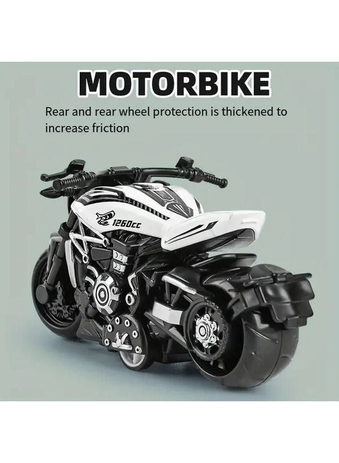 White Retro Spring Powered Motorcycle Toy Car Model Display - Image 5