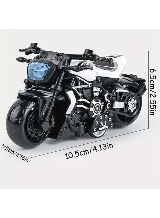 White Retro Spring Powered Motorcycle Toy Car Model Display - Image 3