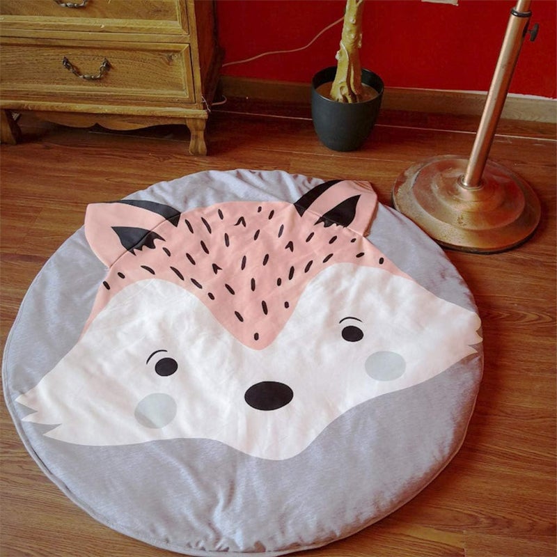 klarako Cotton Baby Crawling Mat, Soft Breathable Round Carpet Nursery Play Mat with Cute Animal Shape Crawling Pad for Kids' Room Decor 90x90CM - Image 4