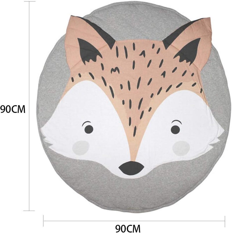 klarako Cotton Baby Crawling Mat, Soft Breathable Round Carpet Nursery Play Mat with Cute Animal Shape Crawling Pad for Kids' Room Decor 90x90CM - Image 2
