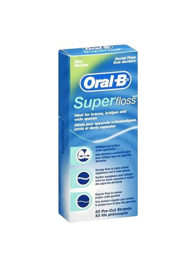 Oral-B Super Floss Mint Dental Floss Pre-Cut Strands 50 ea (Pack of 18) - Image 1