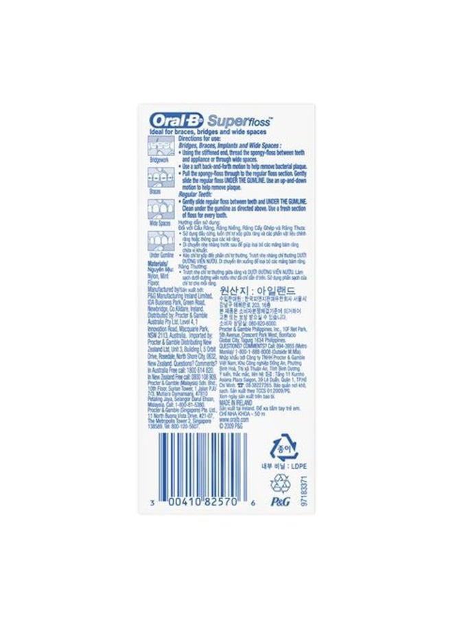 Oral-B Super Floss Mint Dental Floss Pre-Cut Strands 50 ea (Pack of 18) - Image 2