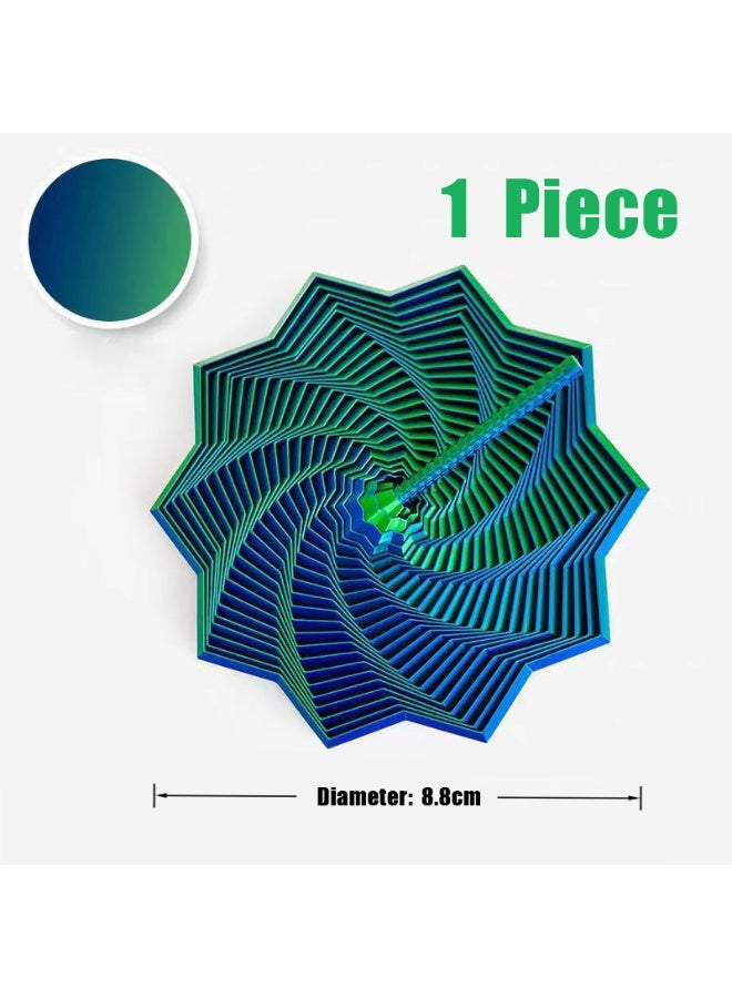 1 مجموعة من 3D الهندسة دوامة لعب الحركة الصغيرة، 8.8CM حجم كبير التدرج الملون الوهم البصري الفن الديكور، ضغط الحواس النحت الحركة الصغيرة، لتزيين مكتب المنزل وتخفيف القلق