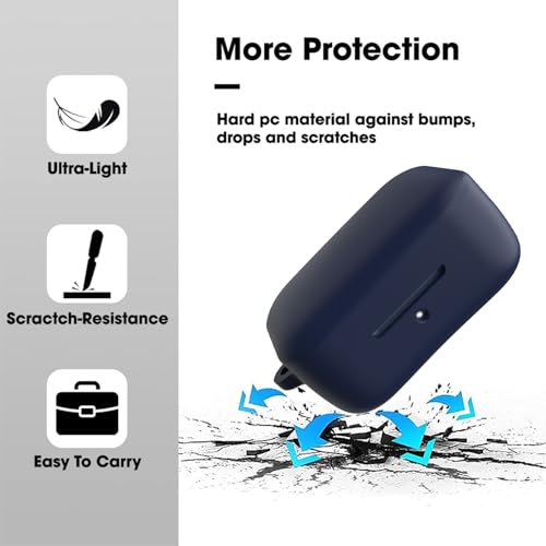 Sounce Earphone Case Cover for Boat Airdopes 800 TWS Soft Silicone Skin Case Cover Shock Absorbing Protective Case with Keychain [Front LED Visible] - Blue - Image 3