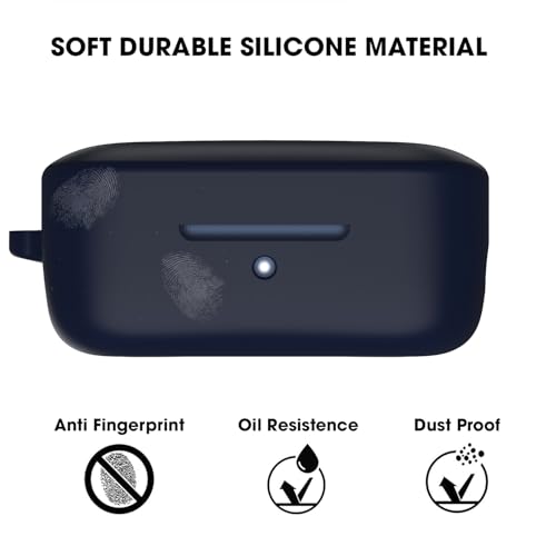 Sounce Earphone Case Cover for Boat Airdopes 800 TWS Soft Silicone Skin Case Cover Shock Absorbing Protective Case with Keychain [Front LED Visible] - Blue - Image 5