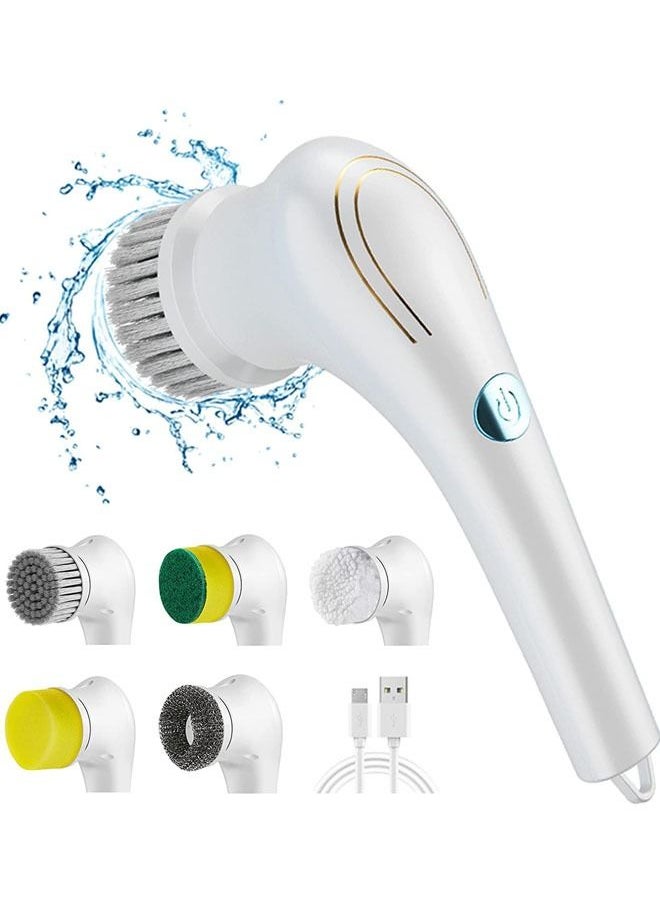 Arabest Electric Spin Scrubber, Electric Cleaning Brush, with 5 Replaceable Cleaning Brush Heads and USB Portable Electric Spin Cleaner  - Image 1