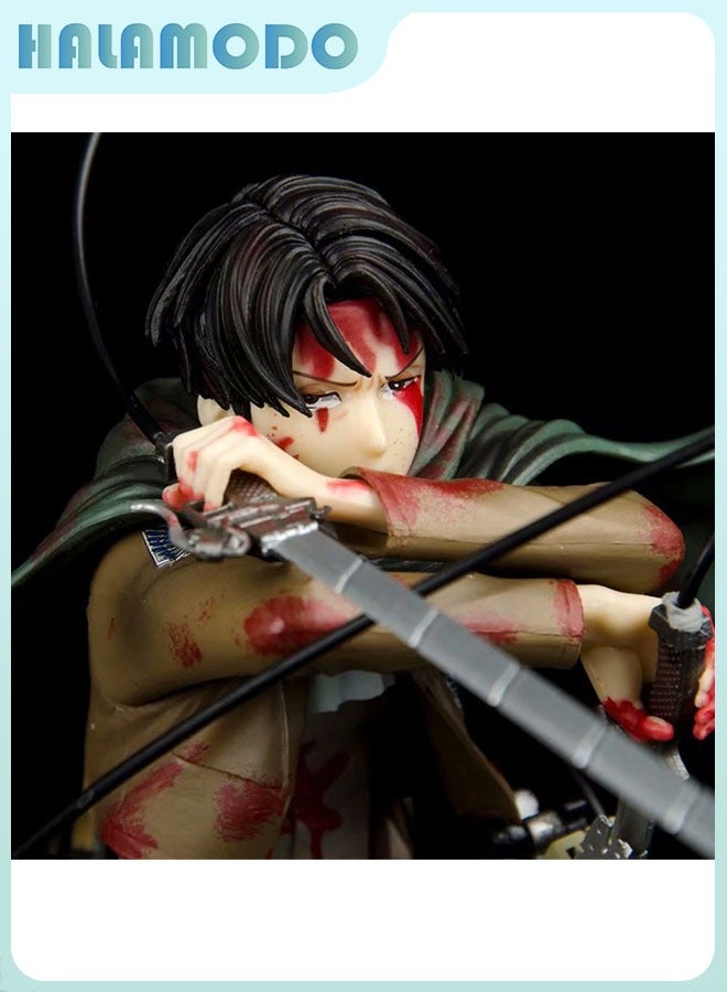 HALAMODO Attack on Titan Battle-damaged Levi Ackerman Figure Model, Anime Figures, Decoration Gift 18 cm - Image 1