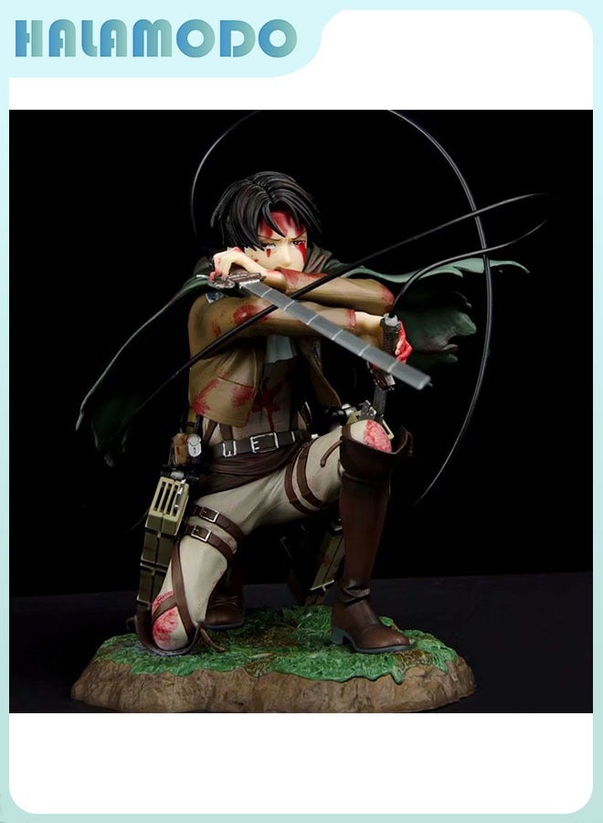 HALAMODO Attack on Titan Battle-damaged Levi Ackerman Figure Model, Anime Figures, Decoration Gift 18 cm - Image 2