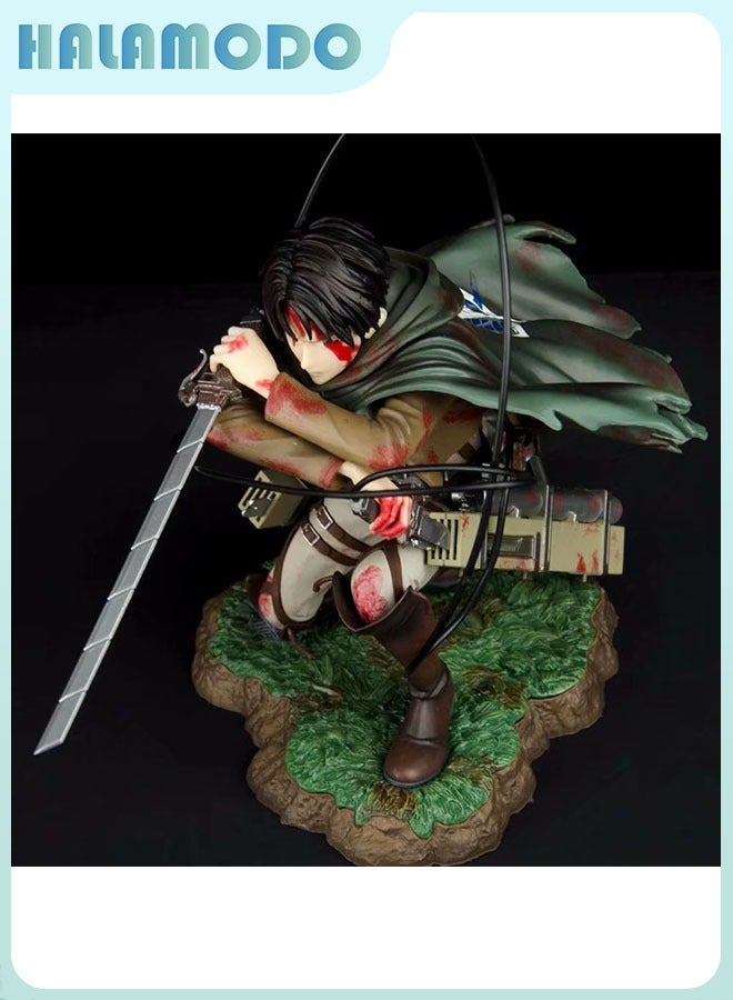 HALAMODO Attack on Titan Battle-damaged Levi Ackerman Figure Model, Anime Figures, Decoration Gift 18 cm - Image 4