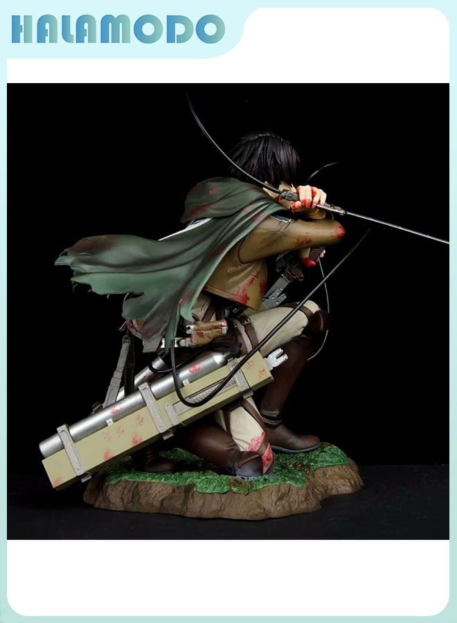 HALAMODO Attack on Titan Battle-damaged Levi Ackerman Figure Model, Anime Figures, Decoration Gift 18 cm - Image 5