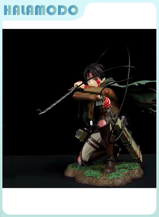 HALAMODO Attack on Titan Battle-damaged Levi Ackerman Figure Model, Anime Figures, Decoration Gift 18 cm - Image 3